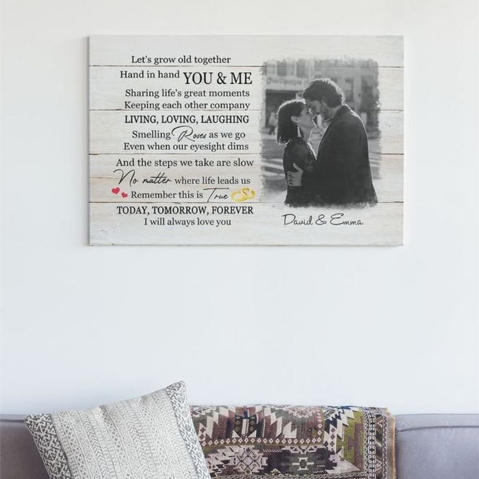 Personalized Canvas Wall Art For Couples You & Me Today Tomorrow Forever Rings Custom Name & Photo Poster Prints Gifts