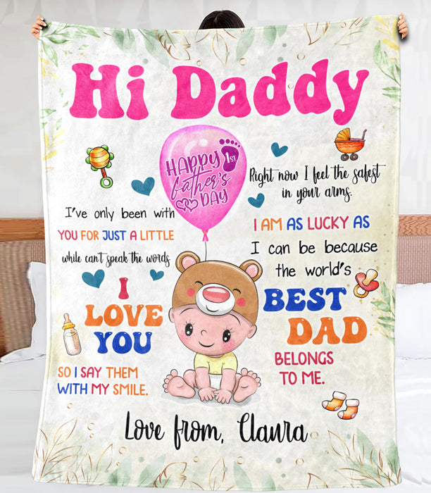 Personalized Fleece Sherpa Blanket From Baby Girl To Daddy To Be I've Only Been With You Happy 1st Fathers Day Ideas