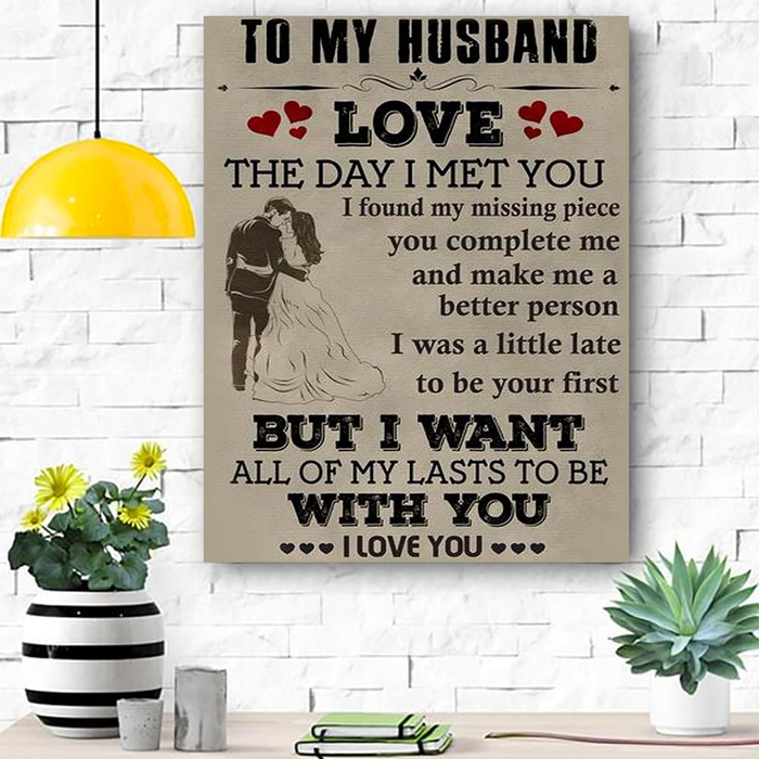 Personalized To My Husband Canvas Wall Art Gifts From Wife Romantic Couple You Complete Me Custom Name Poster Prints
