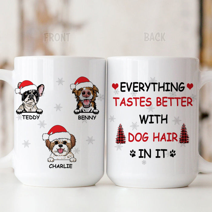 Personalized Coffee Mug Gifts For Dog Lovers Everything Tastes With Dog Hair Santa Custom Name Naughty Cup For Christmas