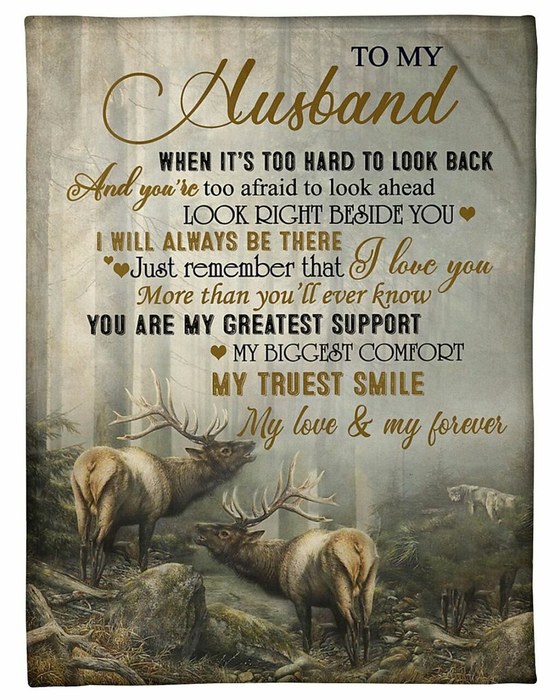 Personalizet Blanket To My Husband My Love & My Forever Print Barren Ground Caribou Custom Name Blanket For Valentines