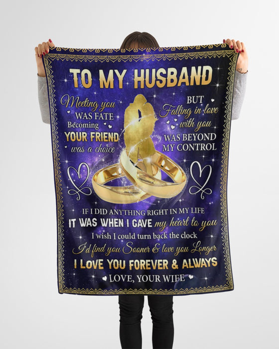 Personalized Blanket To My Husband From Wife Love You Forever And Always Couple And Ring Printed Custom Name