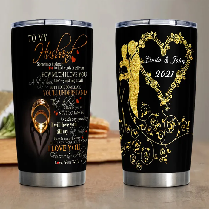 Personalized To My Husband Tumbler From Wife I Love You Forever And Always Ring Couple Custom Name Gifts For Anniversary