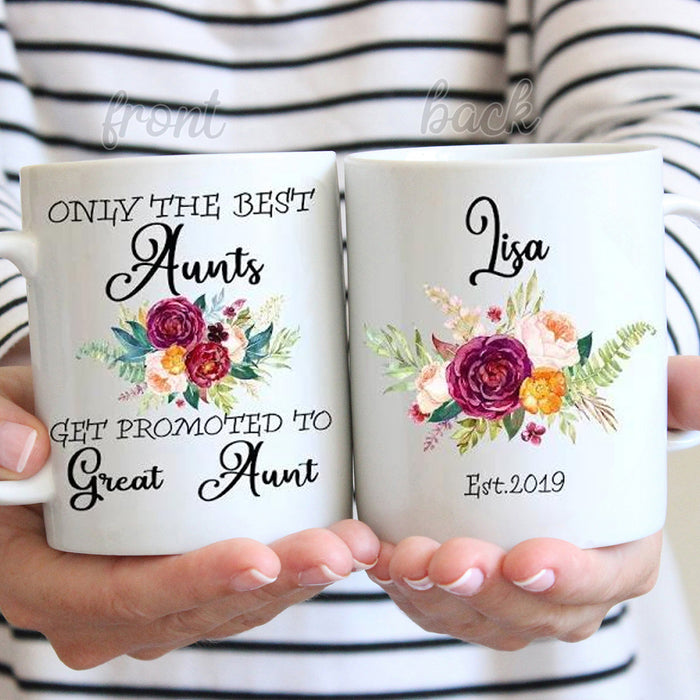 Personalized Coffee Mug For Aunty From Niece Nephew Colorful Flowers Get Promoting Custom Name Gifts For Birthday