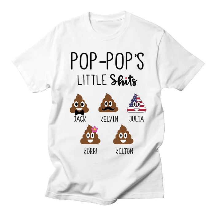 Personalized T-Shirt For Grandpa From Grandkids Funny Pop Pop Little Shits Custom Name Shirt Gifts For Father's Day