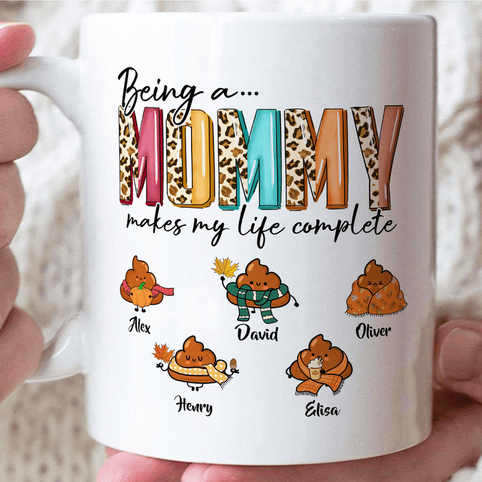 Personalized Ceramic Coffee Mug For Mom Being A Mommy Cute Shit Print Custom Kids Name 11 15oz Leopard Autumn Cup