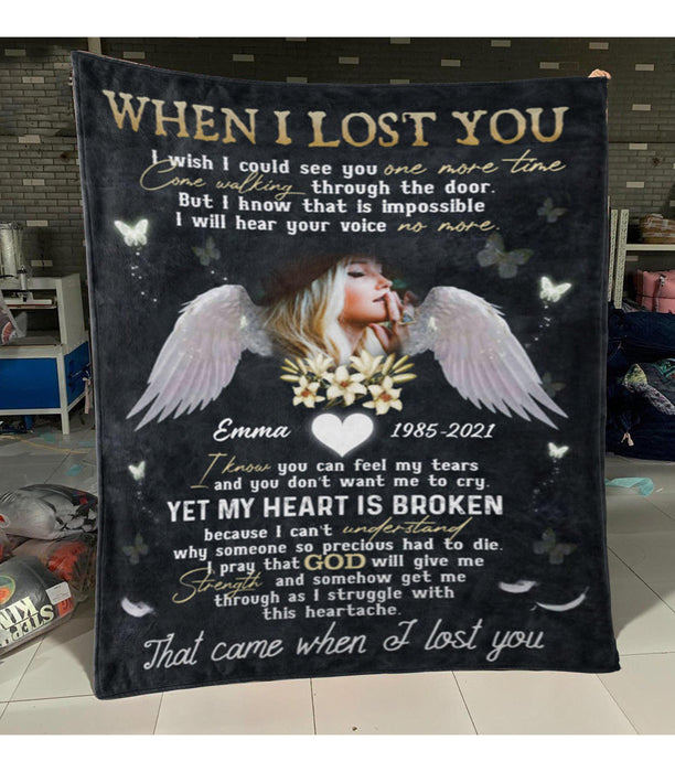 Personalized Memorial Blanket For Loss Of Loved Ones Angel Wings I Know You Can Here Custom Name Photo Sympathy Gifts