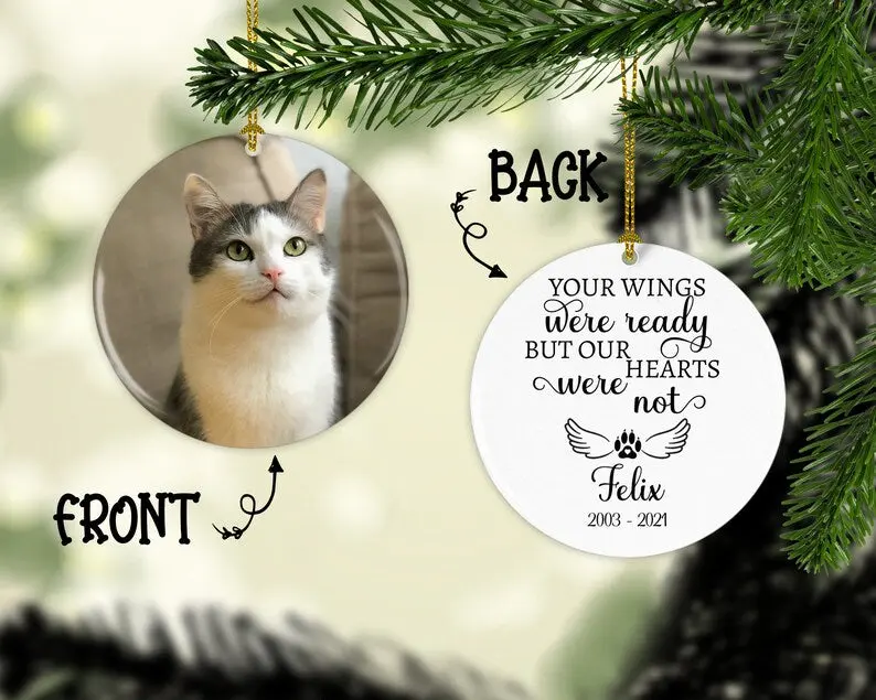 Personalized Memorial Ornament For Pet Loss Lover In Heaven Our Hearts Were Not Ready Custom Name & Photo Funeral Gifts