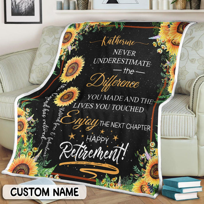 Personalized Retirement Blanket For Doctor Nurse Sunflowers The Legend Has Retired Custom Name Gifts For Men Women