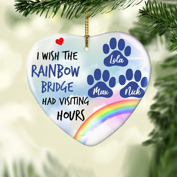 Personalized Memorial Ornament For Pet Loss Lover Rainbow Bridge Had Visiting Hours Custom Name Photo Funeral Gifts