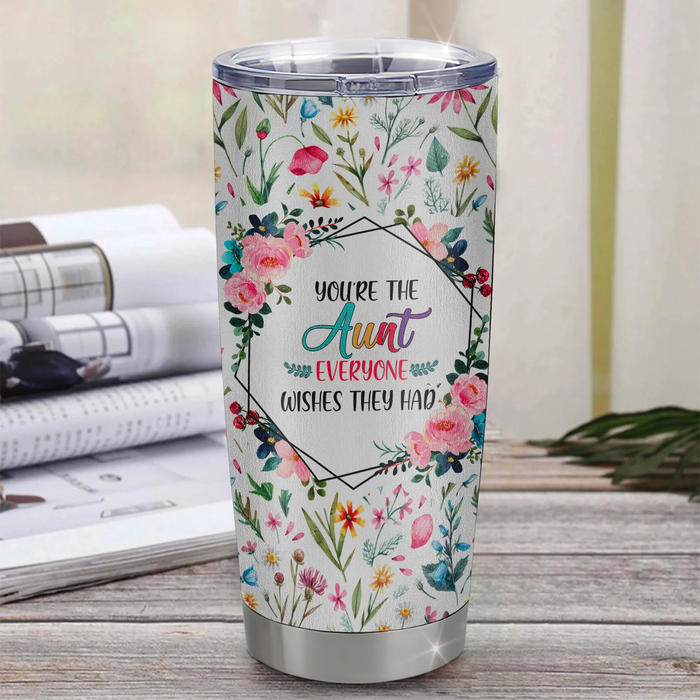 Personalized Tumbler Gifts For Aunt From Niece Nephew Colorful Flowers You're So Special Custom Name Travel Cup 20oz