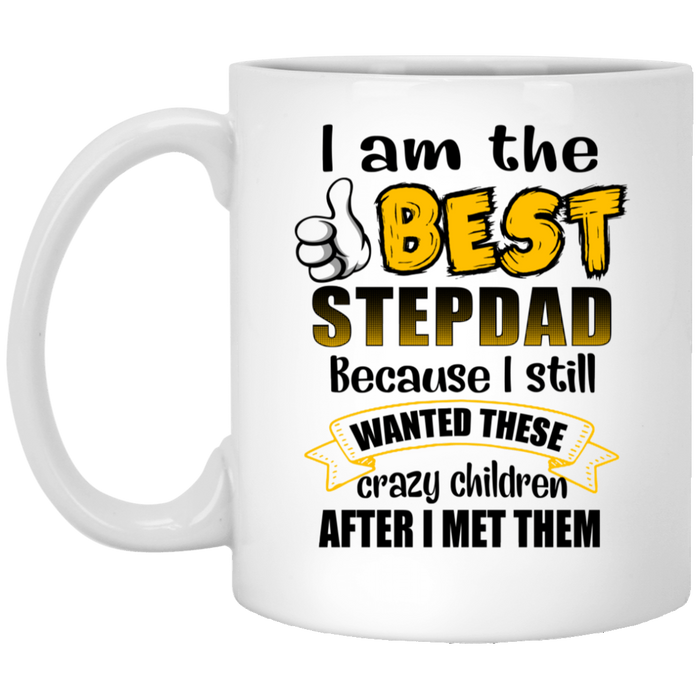 Funny Ceramic Coffee Mug For Bonus Dad I'm The Best Step Dad Thumb Up Hand Sign 11 15oz Father's Day Cup