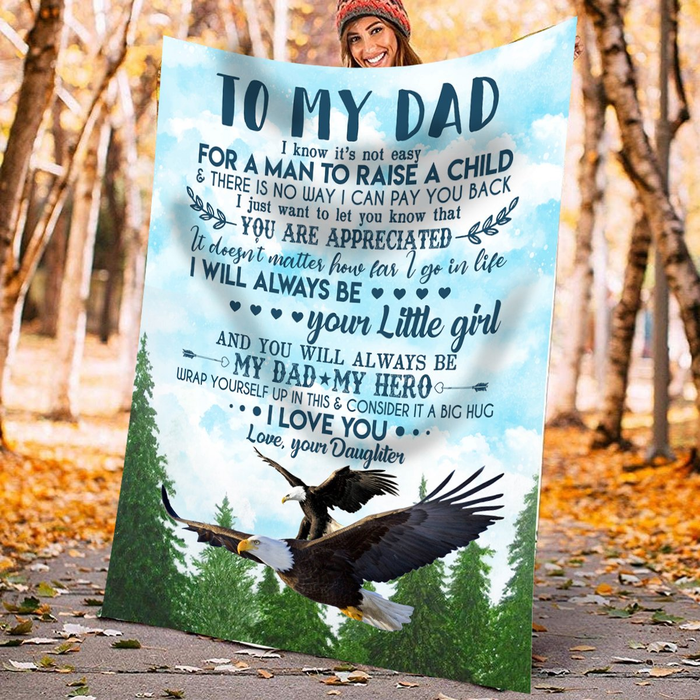 Personalized Blanket To My Dad From Daughter You Mean The World To Me Eagle Printed Mandala Style Custom Name