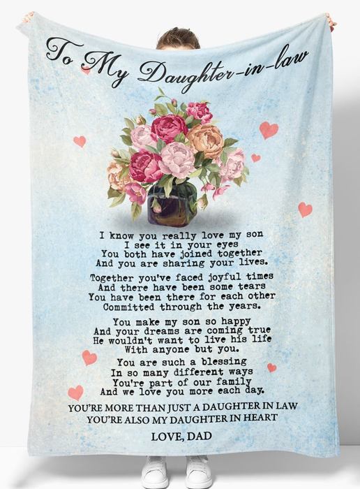 Personalized To My Daughter In Law Blanket I Know You Really Love My Son Flower Pot Custom Name Gifts For Christmas Xmas