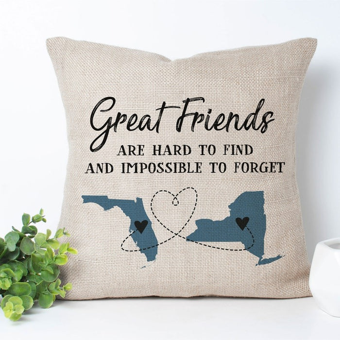 Personalized Square Pillow For Friends Besties Are Impossible To Forget Heart Custom Name Sofa Cushion Birthday Gifts