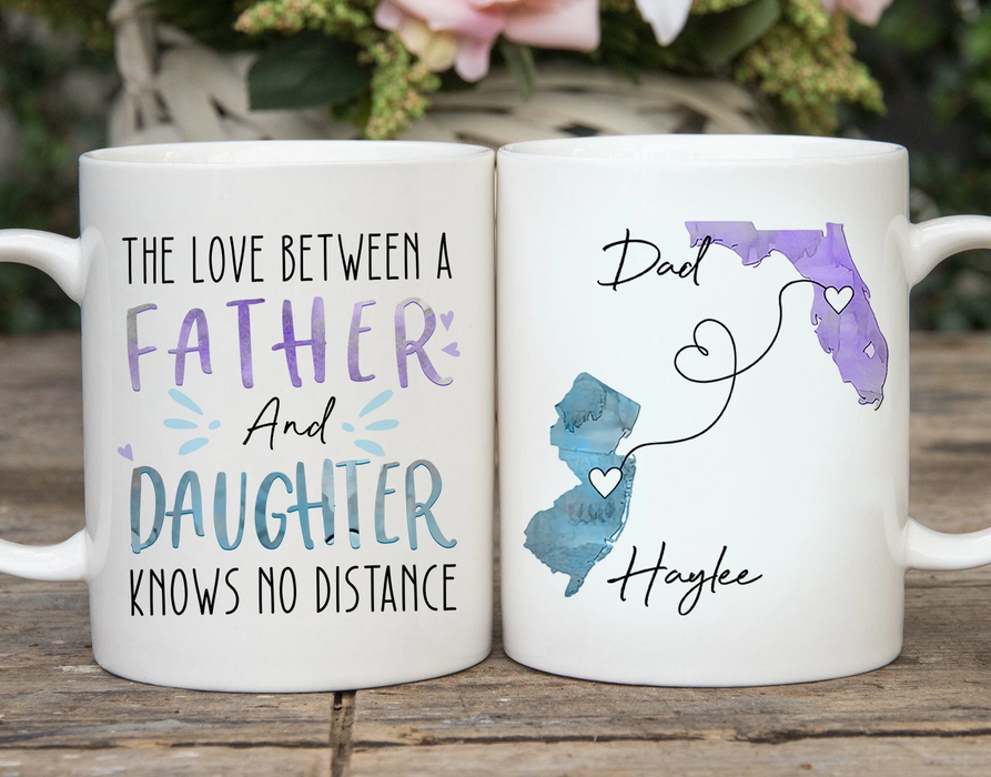 Personalized Funny Ceramic Mug For Dad The Love Between Father & Daughter Custom Kids Name & State 11 15oz Cup