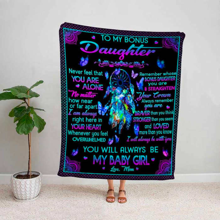 Personalized To My Stepdaughter Blanket From Step Mom Dad Dreamcatcher Be My Baby Girl Custom Name Gifts For Christmas