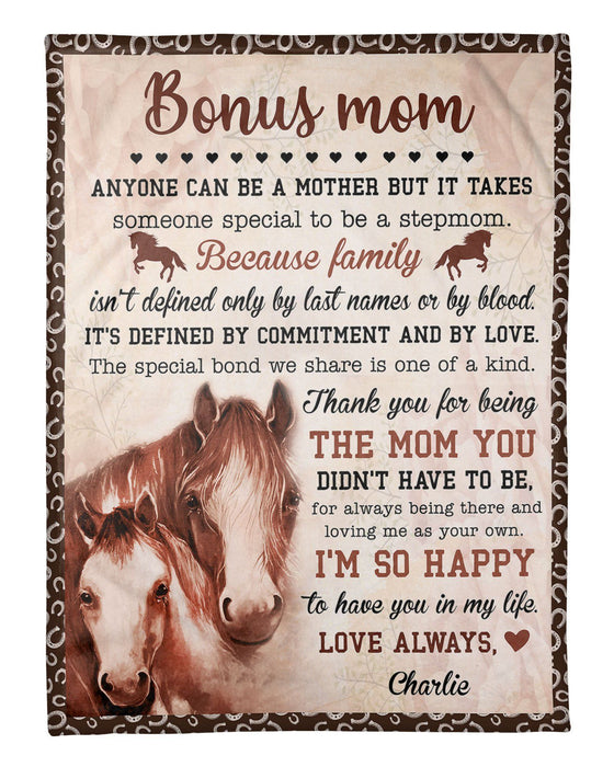 Personalized To My Second Mom Blanket Special Bond We Share Is One Of A Kind Horse Lover Custom Name Gifts For Birthday