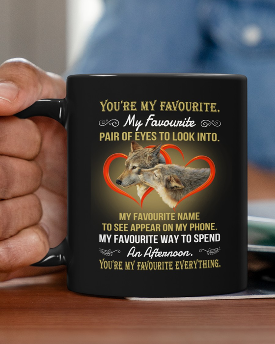 Coffee Mug For Wife From Husband Wolfs Couple My Favorite Name To See Appear On My Phone Black Cup Gifts For Valentines