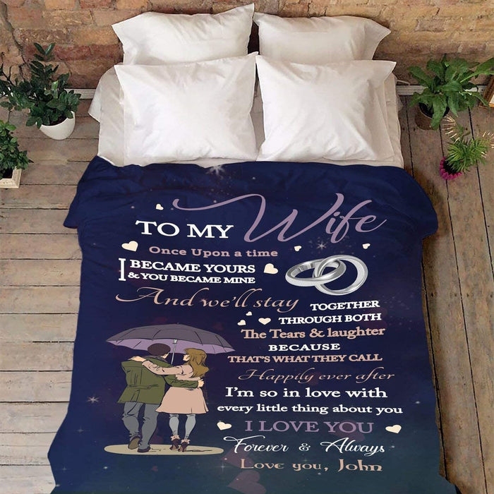 Personalized To My Wife Blanket From Husband I Love You Forever & Always Romantic Couple Walking & Rings Printed