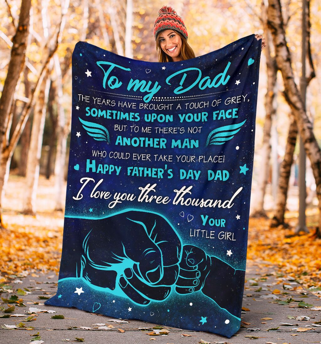 Personalized Blanket To My Dad From Daughter Fist Bump Printed Galaxy Background Father's Day Blanket Custom Name