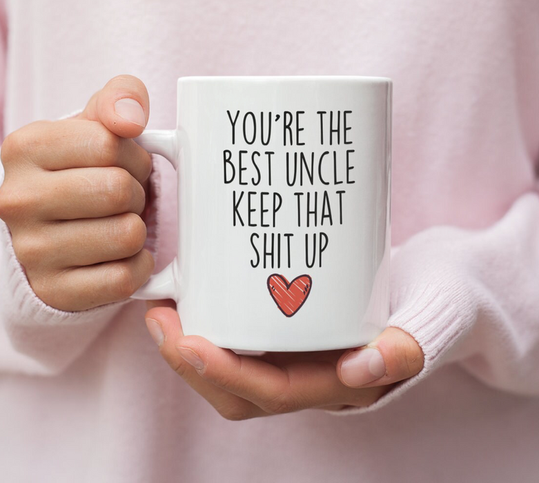 Novelty Coffee Mug For Uncle From Niece Nephew Funny Heart You're The Best Uncle White Cup Unique Gifts For Christmas