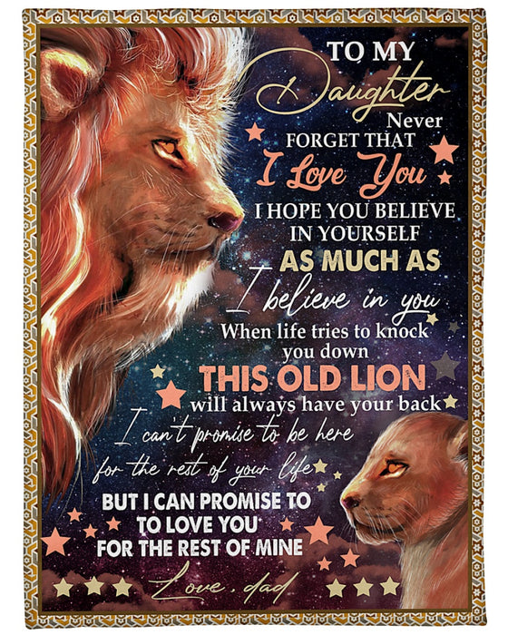 Personalized Blanket To My Daughter From Dad I Believe In You Old & Baby Lion Star Night Background Custom Name