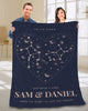 Personalized Horoscope Fleece Blanket For Couple On Valentines Astrology Blanket Custom Date Zodiac & Name