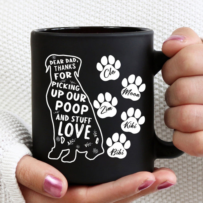 Personalized Ceramic Coffee Mug For Dog Dad Thanks For Picking Up My Poop Pawprint Custom Dog's Name 11 15oz Cup