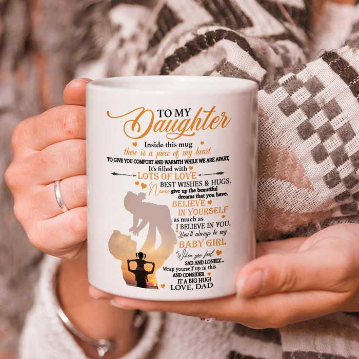 Personalized To My Daughter Coffee Mug Give You Comfort & Warmth Custom Name White Cup Gifts For Birthday