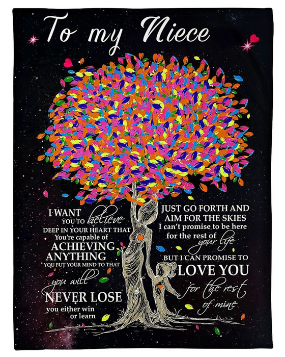 Personalized To My Niece Blanket From Aunt I Want You To Believe Deep In Your Heart Colorful Heart Tree Printed