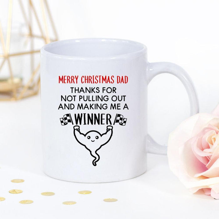 Personalized Coffee Mug For Father From Kids Making Me A Winner Funny Sperm Custom Name Ceramic Cup Gifts For Christmas