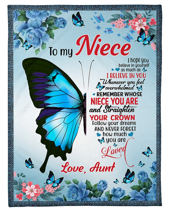 Personalized To My Niece Blanket From Aunt Uncle Butterflies Wordart Believe In You Custom Name Gifts For Christmas Xmas