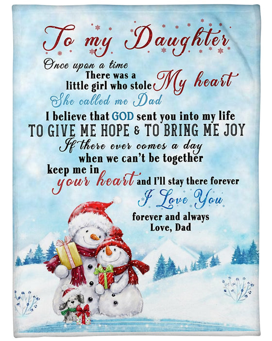 Personalized To My Daughter Blanket From Mommy Daddy Snowman Keep Me In Your Heart Custom Name Gifts For Christmas