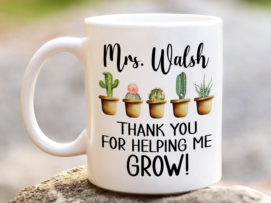 Personalized Ceramic Coffee Mug For Plant Lover To My Teacher Thank You Cactus Printed Custom Name 11 15oz Cup