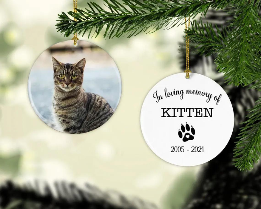 Personalized Memorial Ornament For Pet Loss In Heaven In Loving Memory Of Pawprint Custom Name & Photo Funeral Gifts
