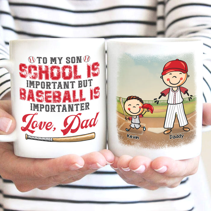 Personalized Ceramic Coffee Mug For Baseball Lovers To Son School Is Important But Kids Print Custom Name 11 15oz Cup