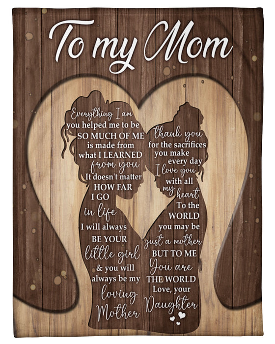 Personalized Blanket To My Mom From Daughter Mommy & Baby Print Wooden Design Custom Name Mother's Day Blanket