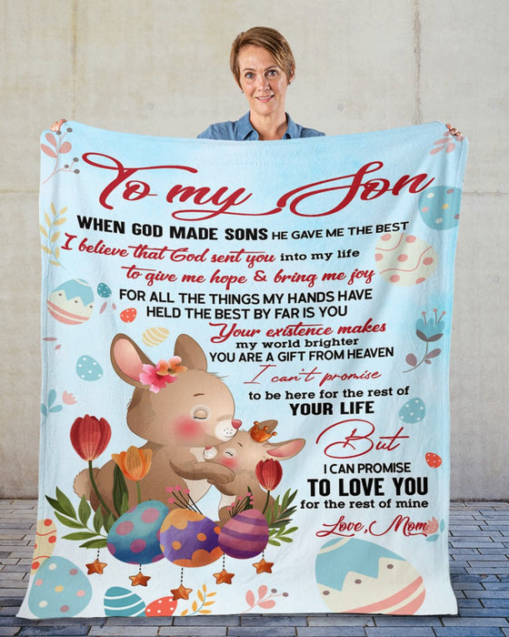 Personalized To My Son Blanket From Parents Custom Name Cute Rabbit Bunny I Can Promise To Love You Gifts For Christmas