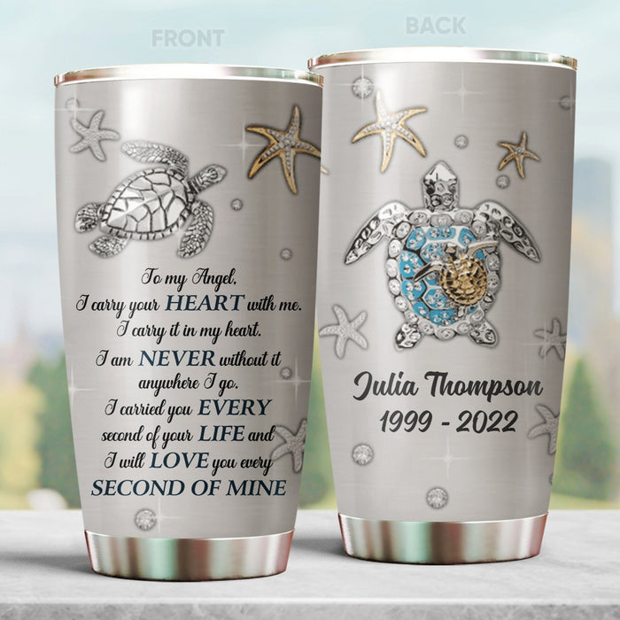 Personalized Memorial Tumbler For Loss Of Loved One Turtle Starfish Until We Meet Again  Custom Name Travel Cup 20oz