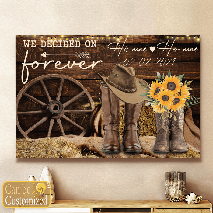 Personalized Canvas Wall Art For Couples We Decided On Cowboy Boots Sunflowers Custom Name Poster Prints Valentine Gifts