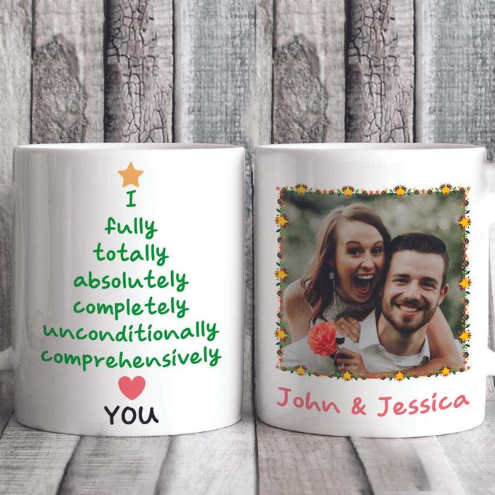 Personalized Coffee Mug Gifts For Couple I Fully Totally Absolutely Love You Custom Name Photo White Cup For Anniversary