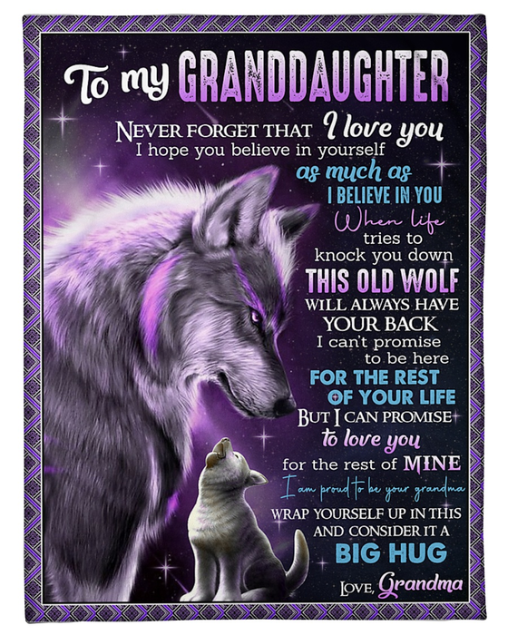 Personalized To My Granddaughter Blanket From Grandma I Believe In You Old And Baby Wolf Printed Custom Name