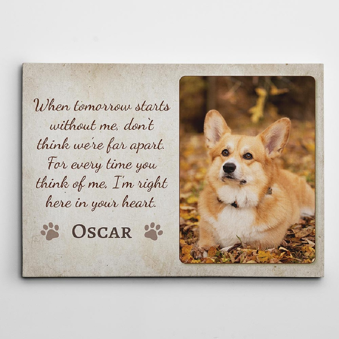 Personalized Memorial Canvas Wall Art For Loss Of Pet For Every Time You Think Of Me Paw Prints Custom Name & Photo