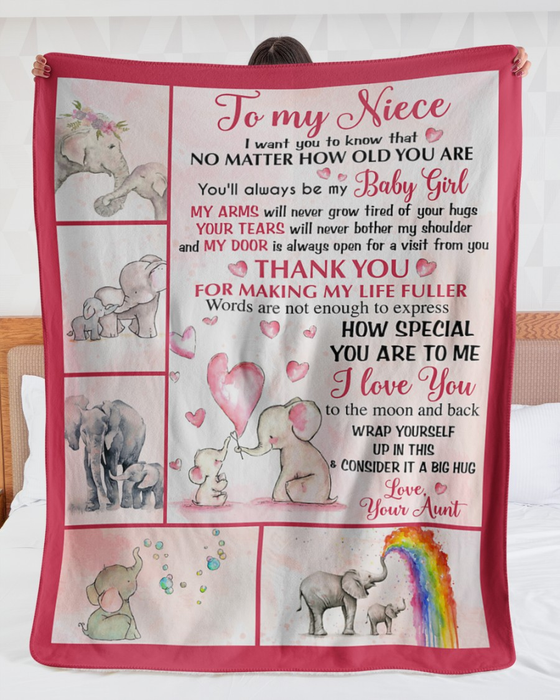Personalized To My Niece Blanket From Aunt Uncle Baby Elephant Consider It A Big Hug Custom Name Gifts For Christmas