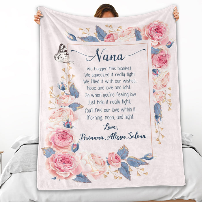 Personalized Lovely Blanket To My Nana For Mothers Day Rustic Rose Blanket Custom Title & Grandkids Name