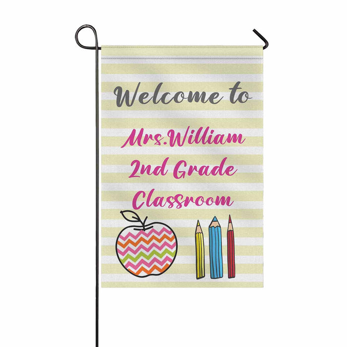 Personalized Back To School Flag Gifts For Teacher Apple Pencil 2nd Grade Classroom Custom Name Welcome Flag