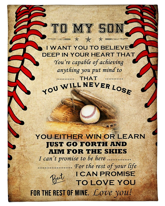 Personalized To My Son Blanket From Mom Dad For Baseball Lovers I Want You To Believe Deep In Your Heart Rustic Design