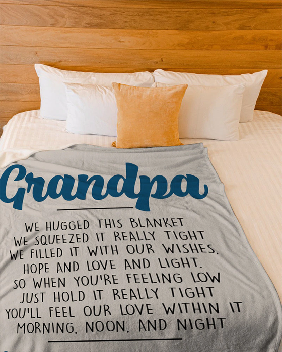 Personalized Blanket To My Grandpa From Grandkid We Squeezed It Really Tight Father's Day Blanket Custom Name