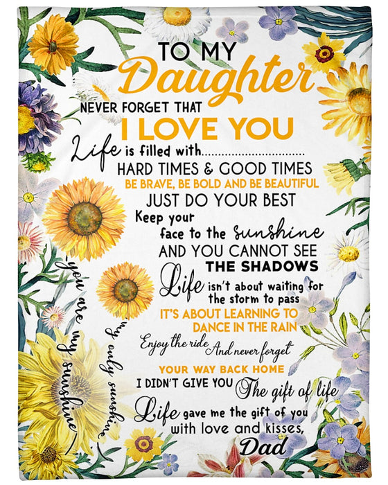 Personalized Blanket To My Daughter From Dad You Are My Sunshine Sunflower Print Vintage Design Custom Name